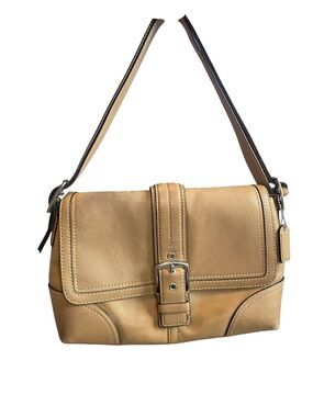 Y2K Coach Hampton Buckle Flap Bag Tan